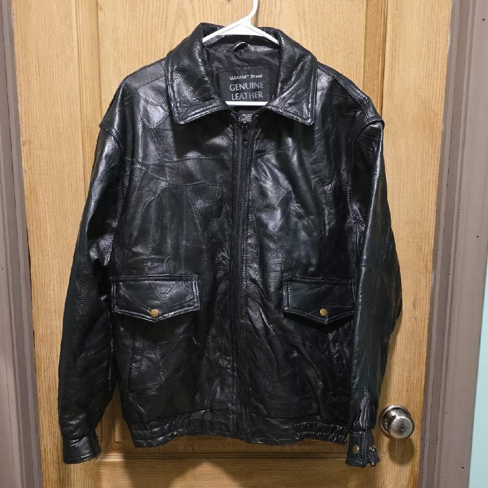 Men's Genuine Leather Black Bomber Jacket